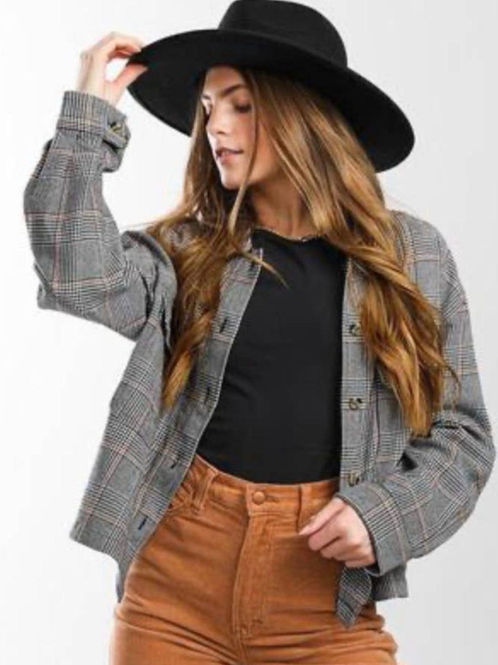 Brixton Bowery Organic Cotton Gray Plaid shirt jacket